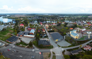 Ilmakuva Kokemäen kaupungin keskustasta.