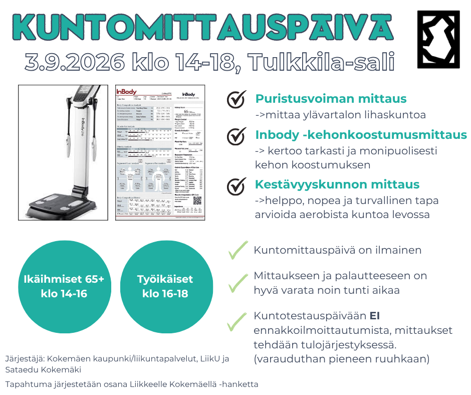 Kuntomittauslaite ja kuntomittauspäivä-teksti.